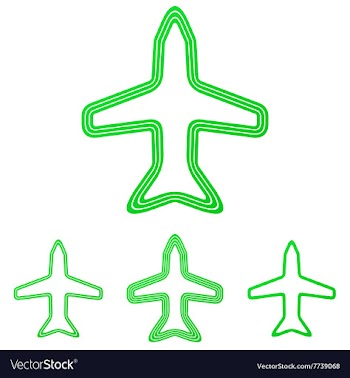 Green line airplane logo design set vector image