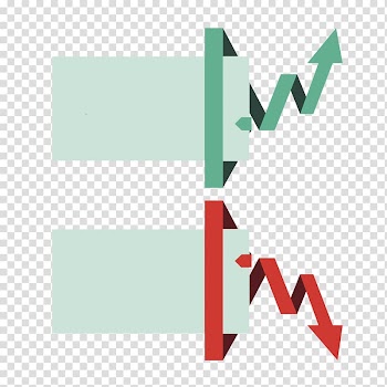 Green line graph going up and red line going down , Arrow Chart, ppt element material transparent background PNG clipart