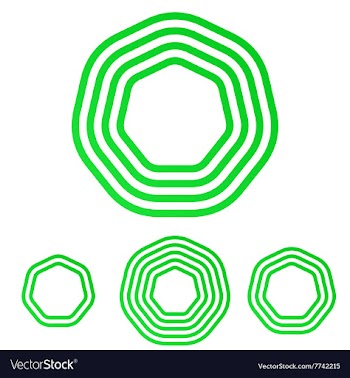 Green line heptagon logo design set vector image