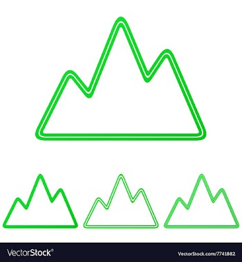 Green line mountain logo design set vector image