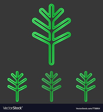 Green line plant logo design set vector image