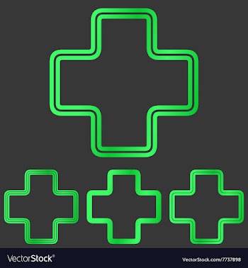 Green line plus logo design set vector image