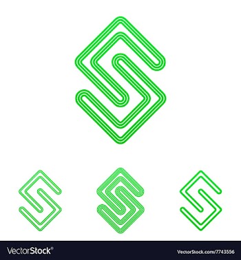 Green line science logo design set vector image