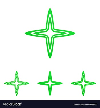 Green line star logo design set vector image