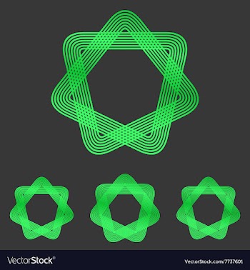 Green line star logo design set vector image