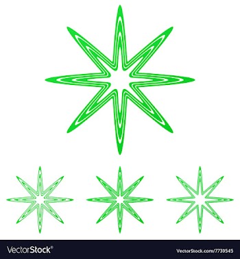 Green line star logo design set vector image