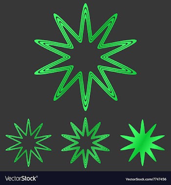 Green line star logo design set vector image