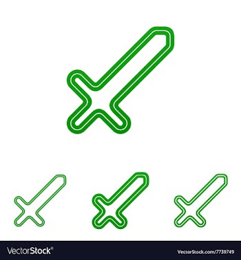 Green line sword logo design set vector image