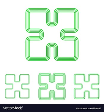Green line technology logo design set vector image
