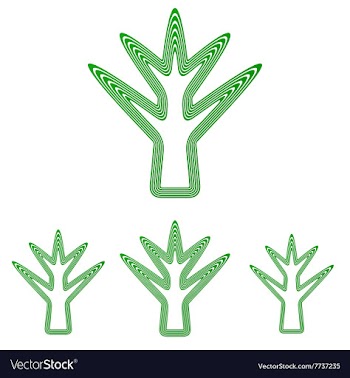Green line tree logo design set vector image