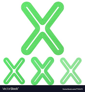 Green line x logo design set vector image