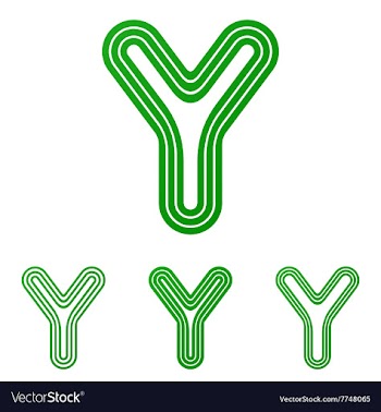 Green line y logo design set vector image