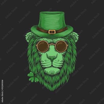 Green lion head St. patrick's day vector illustration