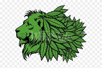 Green Lion Head With Marijuana Leaf Mane - Cannabis