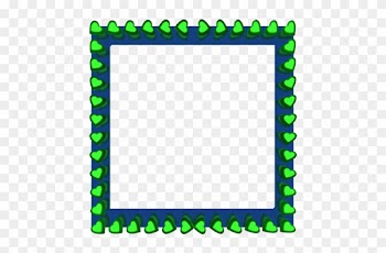 Green Love Hearts Reflection On Blue Square Border - Borders Blue And Green