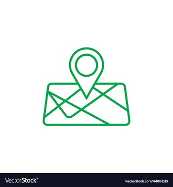 green map destination line art icon