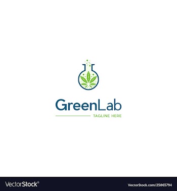 Green marijuana lab logo design vector image