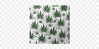 Green Marijuana Leaf Pattern Repeat Background Canvas - Illustration
