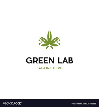Green marijuana science lab logo design vector image