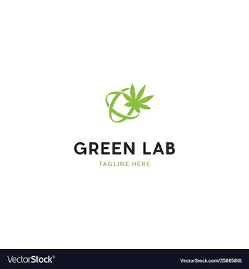 Green marijuana science lab logo design vector image