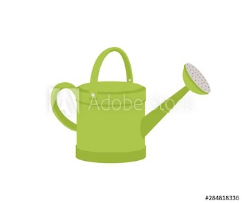 Green metal watering can or pot isolated on white background