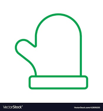 green mitten line art icon
