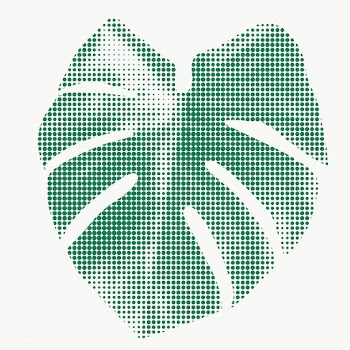 Green monstera leaf illustration halftone style design element sticker.. | Free  transparent png - 2337938