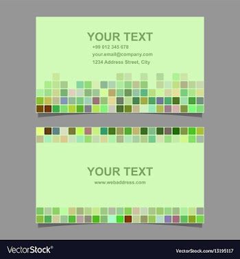 Green mosaic business card template design vector image