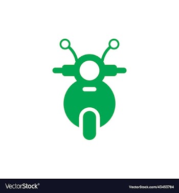 green motorcycle front view icon