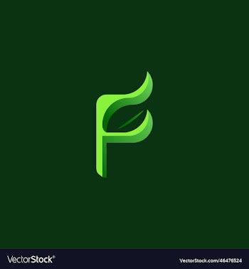 green nature f letter logo design