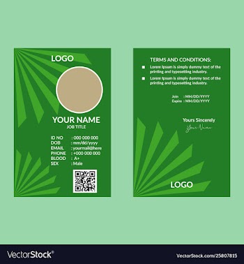 Green nice id card vector image
