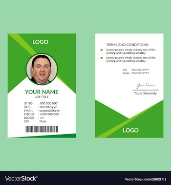 Green nice id card vector image