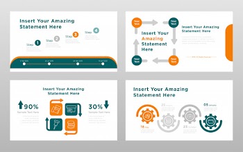 Green orange colored business concept power point presentation pages template Free Vector