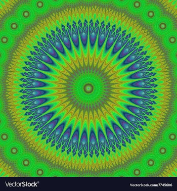 Green oriental mandala fractal design background vector image