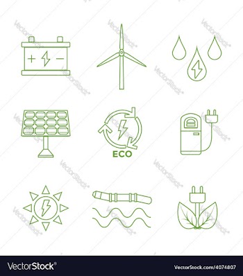  					Green outline recycle ecology energy icons vector image														