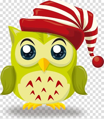 Green owl illustration, Owl Christmas Illustration, Cute cartoon owl pattern Christmas hats transparent background PNG clipart