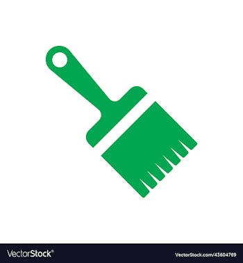 green paint brush solid icon