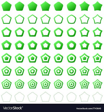 Green pentagon shape polygon icon set vector image