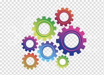 Green, pink, blue, orange, and white gears illustration, Gear Color Icon, Color gears transparent background PNG clipart