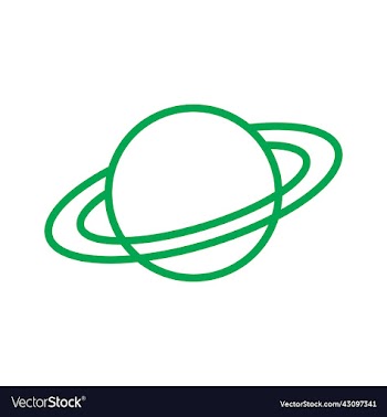 green planet saturn line art icon
