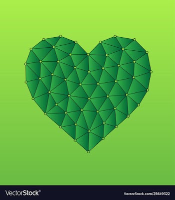 Green polygonal heart shape low poly love vector image