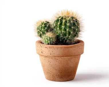 Green Potted Cactus in Terracotta Pot Green Potted Cactus in Terracotta Pot