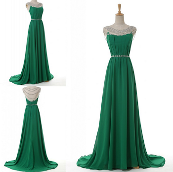 Green Prom Dresses,Luxury Evening Gowns,Modest Formal Dress,Beaded ...