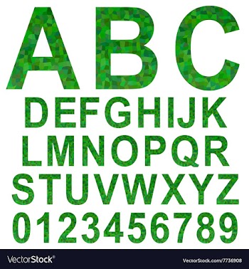 Green rectangle mosaic textured font set vector image