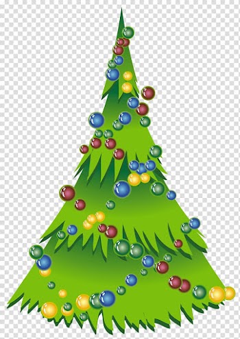 Green, red, and blue Christmas tree with baubles illustration, Christmas Day Christmas tree Candy cane , Christmas Simple Tree transparent background PNG clipart