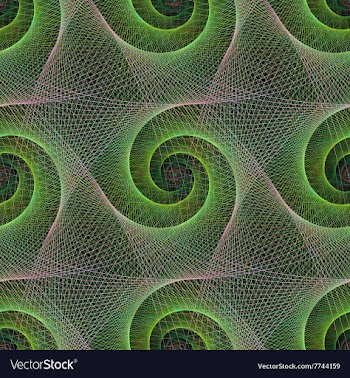 Green repeating wired fractal spiral pattern vector image