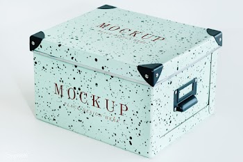 Green retro paper box mockup | Free stock psd mockup - 525575