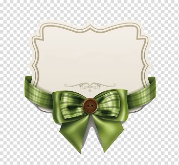 Green ribbon illustration, Ribbon Label , Green ribbon bow card material transparent background PNG clipart