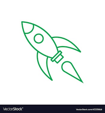 green rocket line art icon