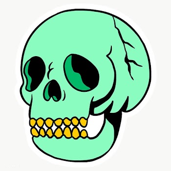 Green skull with gold teeth sticker with a white border | Free  transparent png - 2360866